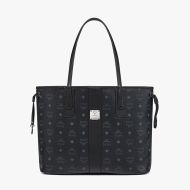 MCM Medium Reversible Liz Shopper Tote In Monogram Visetos Black