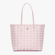 MCM Medium Toni Shopper Tote In Visetos Cherry