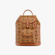 MCM Mini Aren Drawstring Backpack In Visetos Brown