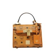 MCM Mini Ketty Satchel In Visetos Brown