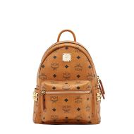 MCM Mini Stark Side Studs Backpack In Visetos Brown