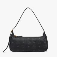 MCM Small Aren Shoulder Bag In Visetos Black