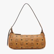 MCM Small Aren Shoulder Bag In Visetos Brown