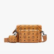 MCM Small Klassik Multifunction Crossbody In Visetos Brown