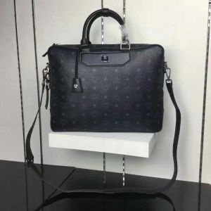 MCM Large Nomad Briefcase In Visetos Black