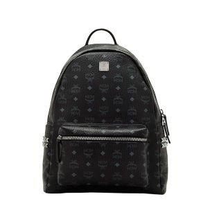 MCM Medium Stark Side Studs Backpack In Visetos Black