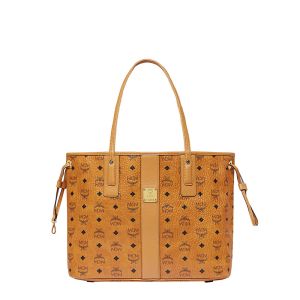 MCM Medium Reversible Liz Shopper Tote In Visetos Brown