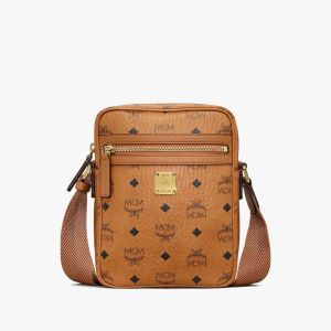 MCM Mini N/S Klassik Crossbody In Visetos Brown