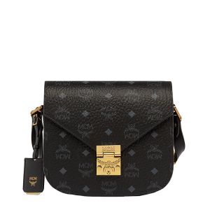 MCM Small Patricia Shoulder Bag In Visetos Black