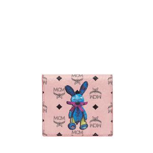 MCM Mini Rabbit Bifold Wallet In Visetos Light Pink