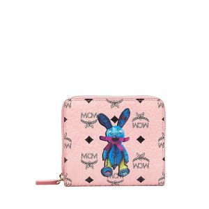 MCM Mini Rabbit Zip Around Wallet In Visetos Light Pink