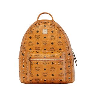 MCM Small Stark Backpack In Studded Outline Visetos Brown