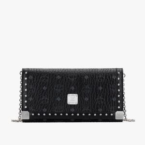 MCM Large Berlin Series Crossbody Wallet In Visetos Black