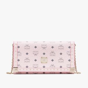 MCM Large Berlin Series Crossbody Wallet In Visetos Light Pink