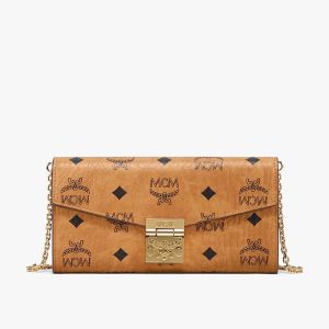 MCM Large Patricia Crossbody Wallet In Visetos Brown