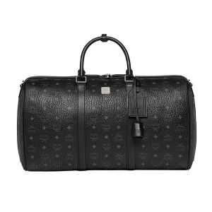 MCM Large Traveler Weekender In Visetos Black