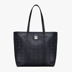 MCM Medium Toni Shopper Tote In Visetos Black