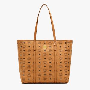 MCM Medium Toni Shopper Tote In Visetos Brown