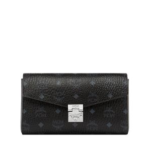 MCM Medium Millie Flap Crossbody In Visetos Black