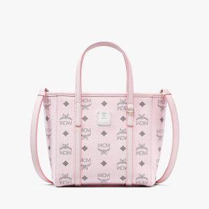 MCM Mini Toni Shopper Tote In Visetos Cherry