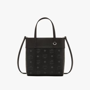 MCM Mini Toni Shopper Tote in Mix Visetos Black