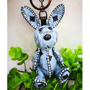 MCM Signature Rabbit Charm In Visetos Washed Blue